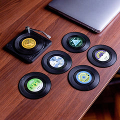 Six Vinyl Coasters + Record Holder