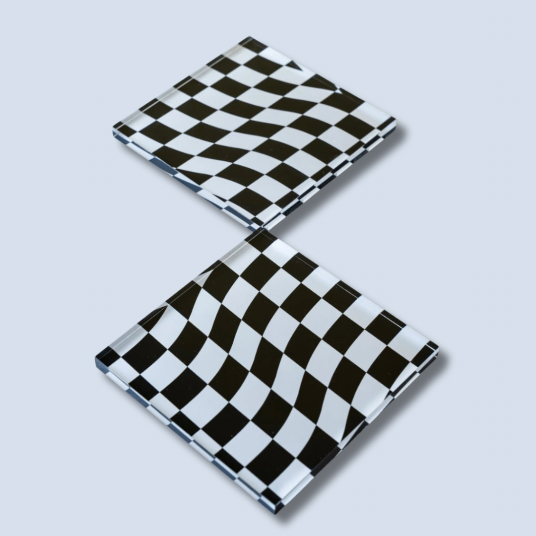 Check Board Acrylic Coasters Set of 3