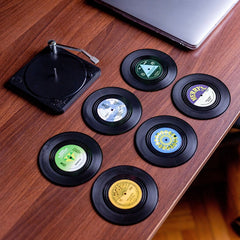 Six Vinyl Coasters + Record Holder