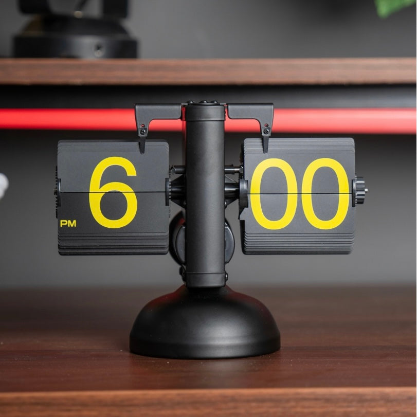 Black X Yellow 12H Desktop Clock