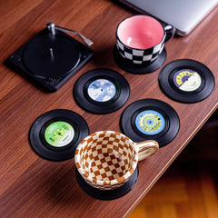 Six Vinyl Coasters + Record Holder